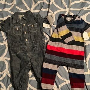 Baby Gap Denim and Sweater Long Sleeve Overalls